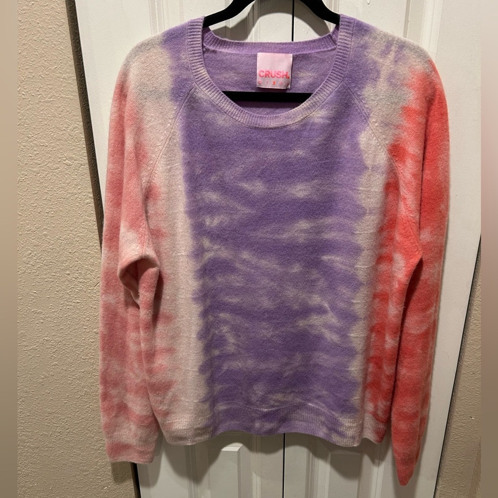 CRUSH Cashmere Oversized Crewneck Malibu Tie Dye Sweater, size 2/Medium US